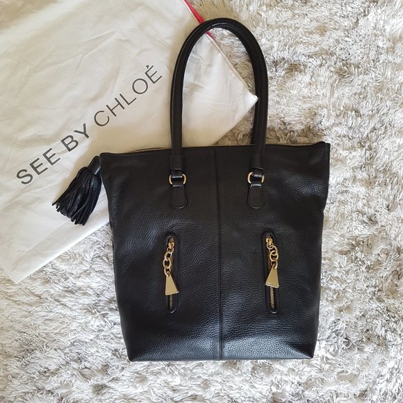 See by Chloe Black Leather Tote (NWOT) - Picture 1 of 14